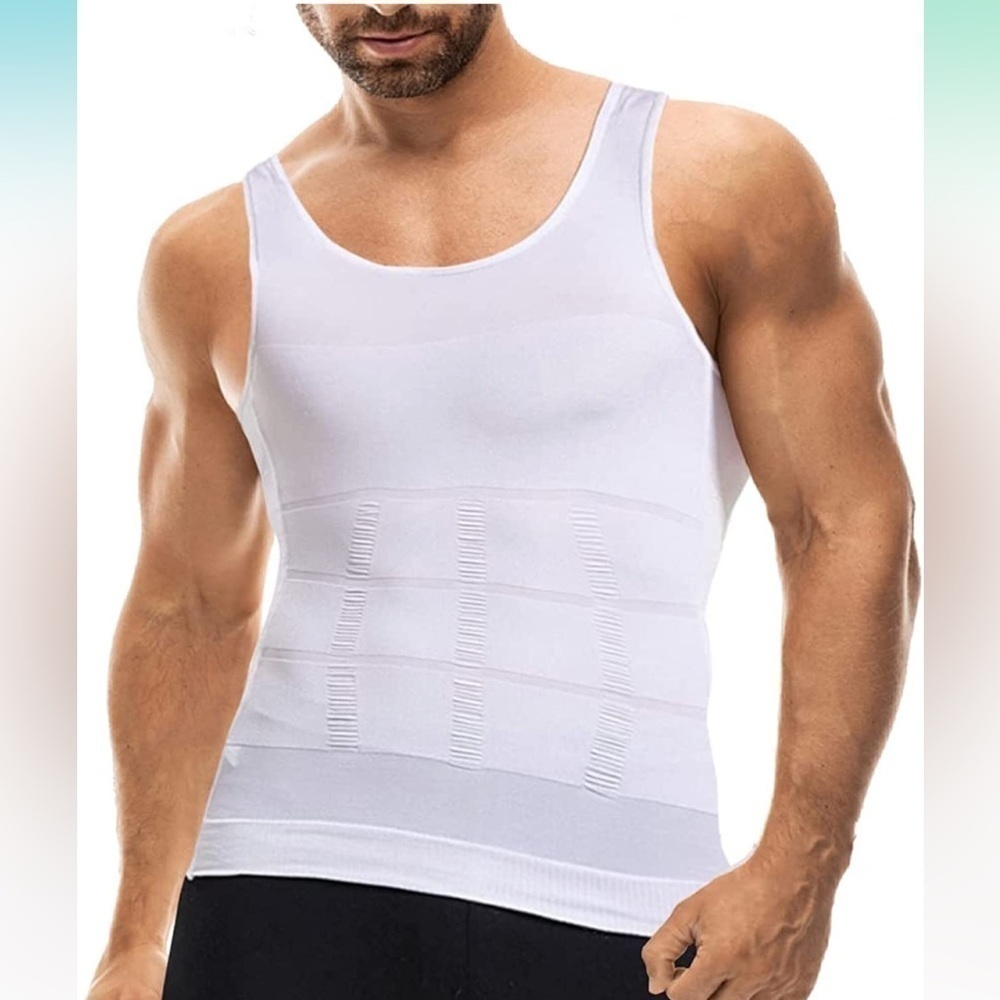 Brand New Slimming Compression Shirt for Men Body Shaper Tight Tank Top White